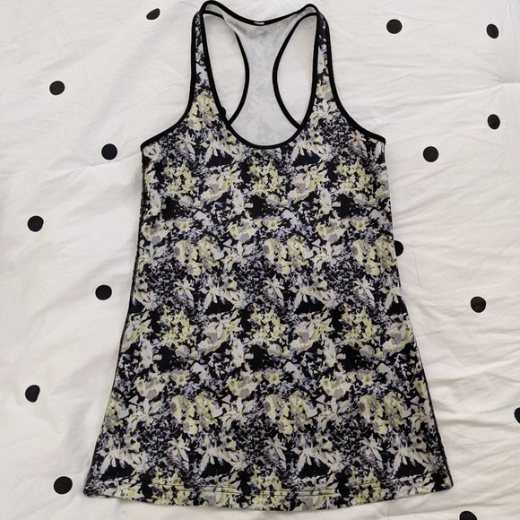 lululemon athletica Tops - Lululemon Cool Racer Tank Black White Floral